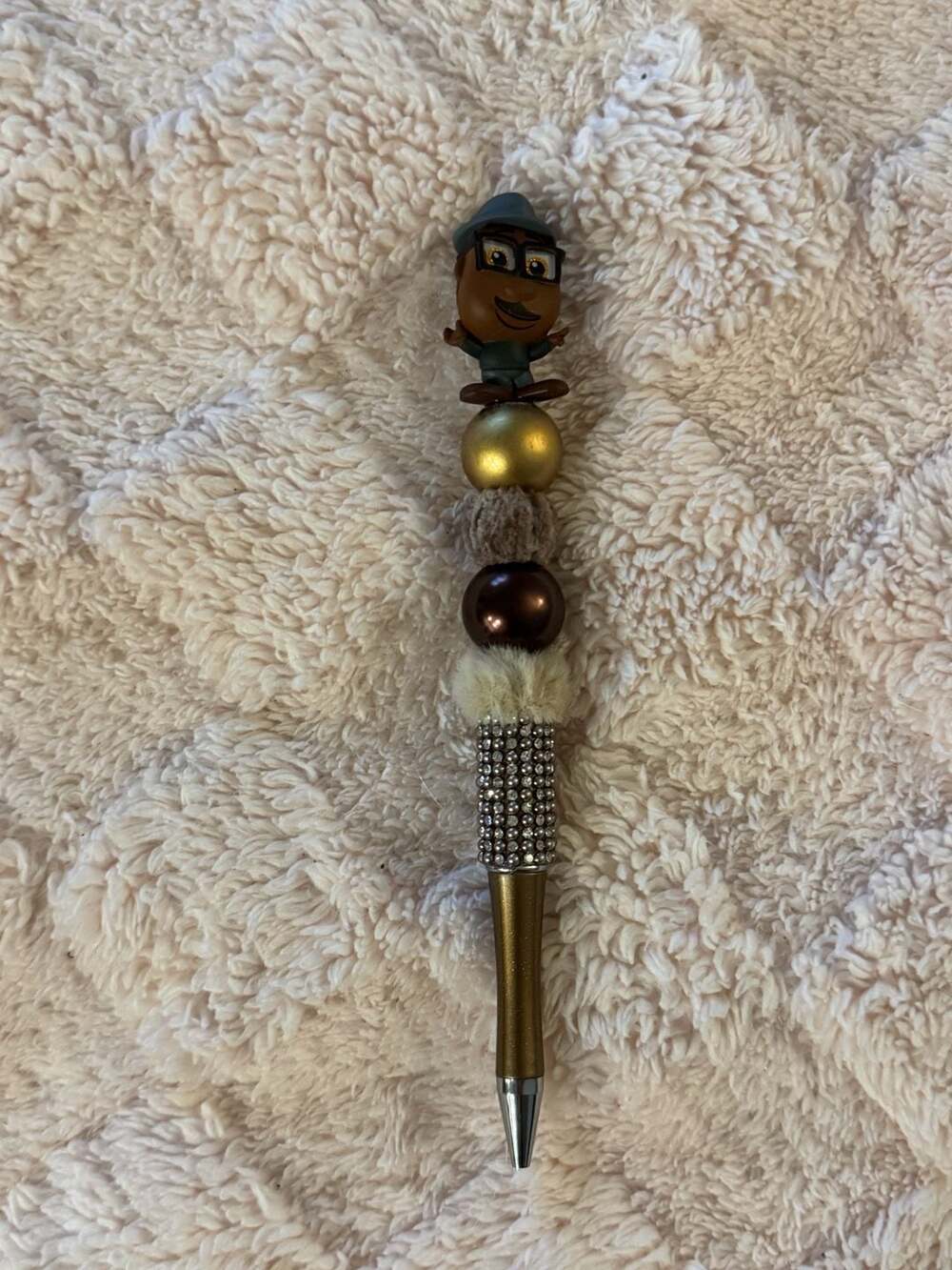 Handmade Disney Doorables Soul Joe Gardner Beaded Pen with Ink Refill